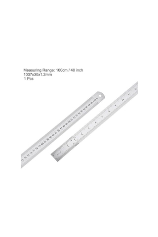 100cm 40 İnch - Çift Taraflı Paslanmaz Çelik Metal Cetvel - Kalınlık 1.2mm