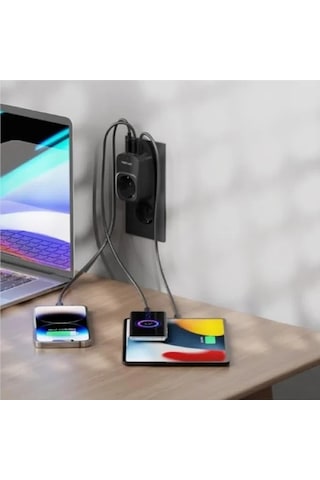 Akım Korumalı Tekli Duvar Prizi - 3680w Güç Ve Usb Girişleri 0