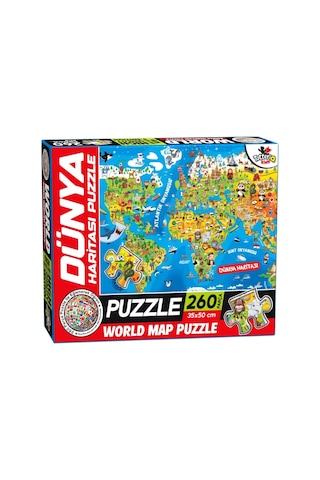 260 Parça Dünya Haritası Puzzle Eğitici Yapboz