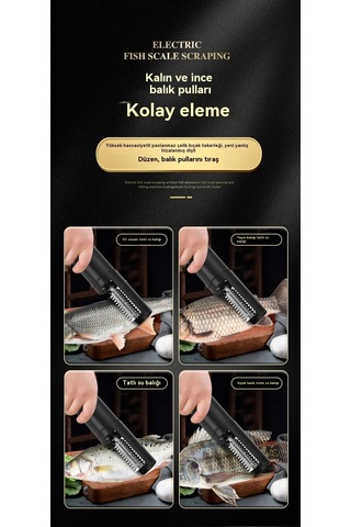 Jian Fan Tam Otomatik Balık Pulu Makinesi Elektrikli Balık Pulu Planya Siyah Siyah