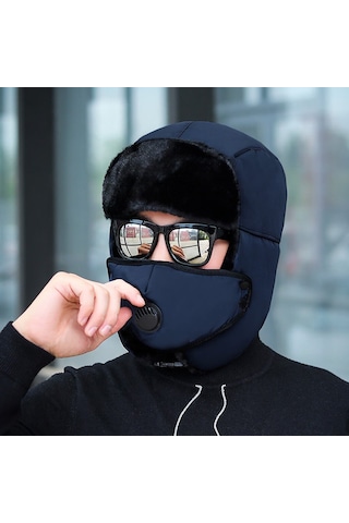 Cbtx Global Unisex Outdoor Kışlık Maskeli Bere Şapka - Lacivert