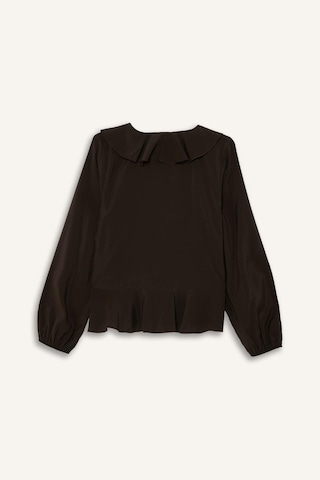 Defacto Regular Fit V Yaka Modal Volanlı Uzun Kollu Bluz G1971ax25wnbn116 Kahve