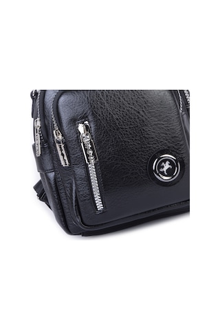 Nas Bag Kadın Dönüştürülebilir Sırt Ve Omuz Çantası Şık Geniş Fermuarlı Çanta 24x31x14 Cm Siyah Victoria