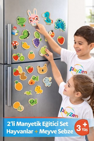 Manyetik Eğitici Oyuncak Seti Hayvanlar Ve Meyve Sebze 2 Li Set 3+