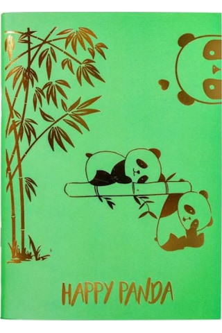 Happy Panda Mottolu Çizgisiz Defter Yeşil