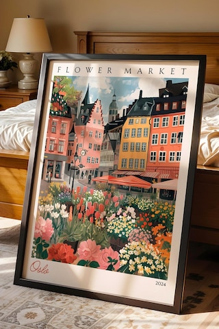 Oslo Norveç Çerçeveli Tablo Seyahat Severlere Salon Ve Ofis İçin Estetik Duvar Dekoru Travel Flower Market