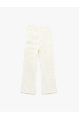 Koton Beli Lastikli Dokulu İspanyol Paça Pantolon Bej 5skg40179ak Ekru