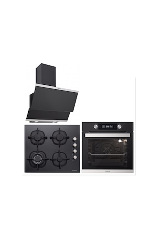 Silverline BO6505B01 - CS5429B01 - 3420 Classy 60 Siyah Cam Ankastre Set