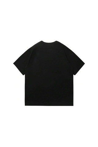 T-shirt - The Boston Baskılı Oversize Bisiklet Yaka Kısa Kol Tişört Siyah