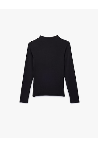 Koton Dik Yaka Slim Fit Modal Karışımlı Basic Uzun Kollu Tişört Siyah 6wal10518ık SIYAH
