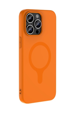iPhone Uyumlu 14 Pro Max Kılıf M-safe Şarj Özellikli Mbfx Aris Silikon Kapak - Turuncu