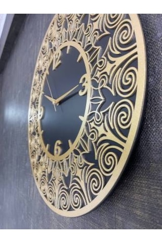 Bymelekoğlu Siyah & Gold Duvar Saati, Gold Saat, Duvar Saati - 50 Altın - Siyah