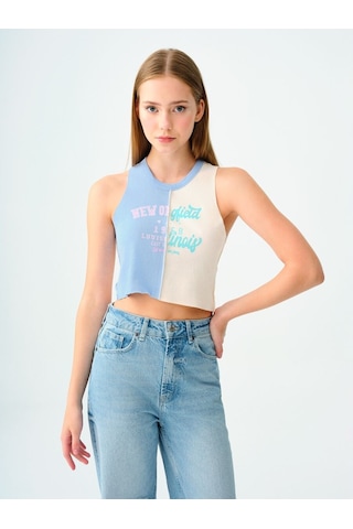 LOFT Crop Kadın Atlet Mavi