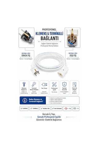 Viko Seyyar Uzatma Kablosu 25m 25 Metre 3x1.5 Mm %100 Bakır Öznur Kablo Viko Erkek Dişi Fiş Klemens Terminalli Topraklı Tse Ce Belgeli 25 M