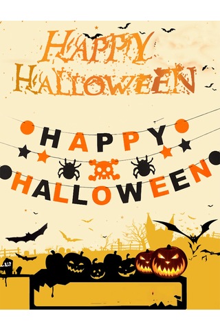 Hfambition Halloween Dekorasyon Seti: Alfabe Nonwoven Bayrak + 20 Led 2m + 30 Led 3m Işık Zinciri, Sıcak Beyaz Sürekli Aydınlatma, 2xaa Pil Pil Yok