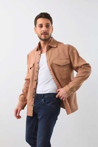 Banny Jeans Erkek Oversize Jean Gömlek Bej