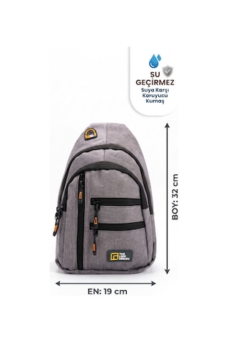 The Loop Desing Unisex Çok Bölmeli Çapraz Ayarlanabilir Askılı Göğüs Omuz Çantası Gri