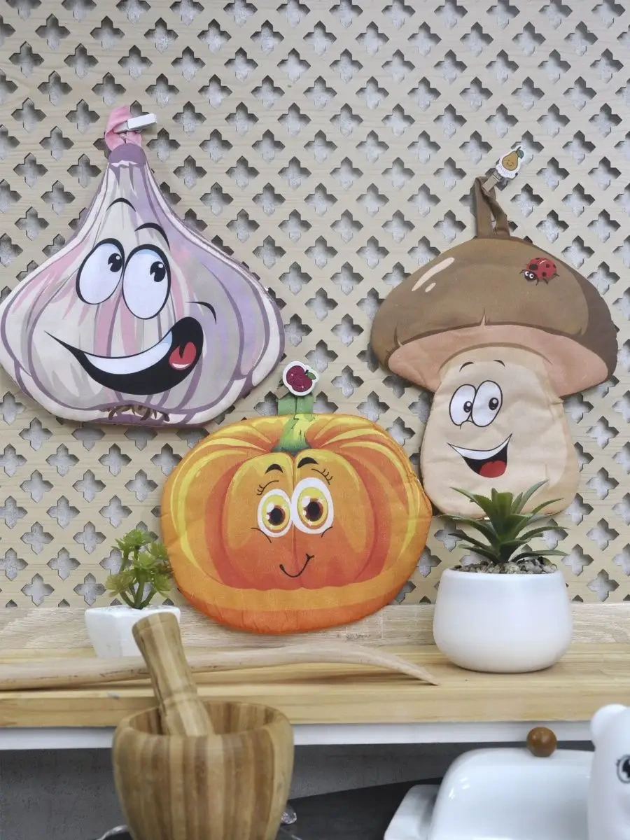 Cherir Eğlenceli Sebzeler Mutfak Eldiveni Seti 3 Adet 7047086 Turuncu