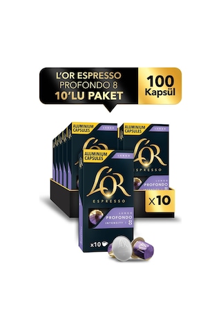 L'or Lungo Profondo Intensity 8 Nespresso Uyumlu Kapsül Kahve 10 x 10'lu