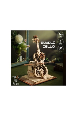 Büyülü Çello 3d Puzzle Ahşap Minyatür Maket Kiti Dıy Kendin Yap
