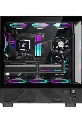 Dragos Basalt Pro V2 Isı Göstergeli, 6x Argb Fanlı Usb 3.0 Type-c 600w 80+ Plus Atx Oyuncu Bilgisayar Kasası Siyah