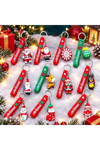 Vıp 9 Adet Noel Yılbaşı Anahtarlık Yılbaşı Hediyesi Christmas Keychain Noel Figürlü Anahtarlık Çok Renkli