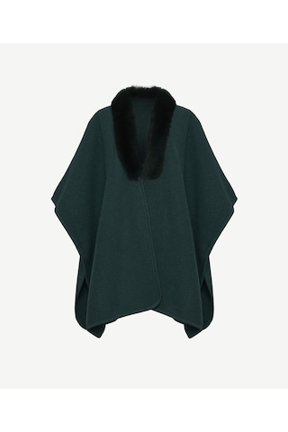 Yargıcı Kürk Yakalı Panço 26kksl1137x 325 Yeşil