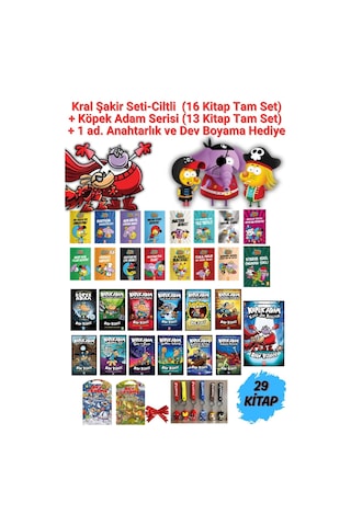 Kral Şakir 16 Kitap + Köpek Adam 13 Kitap Toplam 29 Kitap Set + 1 Ad. Dev Boyama Ve Anahtarlık