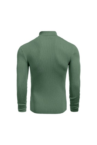 Polızeı Erkek Slim Fit Boğazlı Triko Kazak Esnek Dokulu Ada Çayı