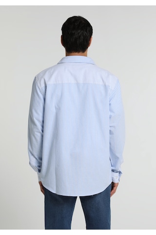 Colin's Colins Regular Fit Shirt Neck Çizgili Erkek Mavi Uzun Kol Gömlek Cl1081580 Q1.v1 Ble