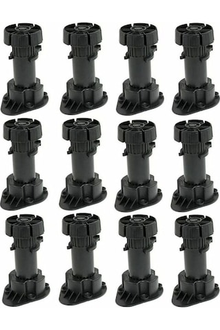 Mufunye 12 Ayarlanabilir Mobilya Ayağı Seti Taban Sabitleme Klipsli Plastik Dolap Ayakları - Yükseklik 120 İla 150 Mm