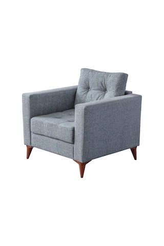 Eymense Kraft Gri Minderli Tekli Koltuk Berjer Gri