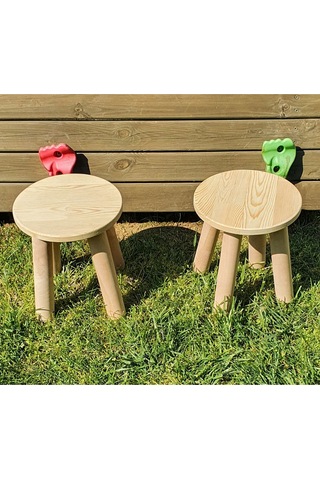 Doğal Masif Ahşap Yuvarlak Tabure 25cm Çap Kırtkırt Ahşap