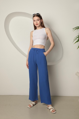 Chıcnhappy Müslin Kumaş Bol Paça Kadın Pantolon İndigo 24y00600116 İndigo