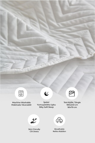 Evlen Home Ross %100 Pamuk Tek Kişilik Yatak Örtüsü Pike Takımı Kapitone Çizgili Günlük Yıkanabilir Beyaz