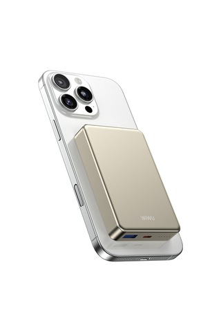Wiwu P15-1 Led Işık Göstergeli Ultra İnce Pd 20w Kablosuz Powerbank 10000mah 15w Titanyum-gold