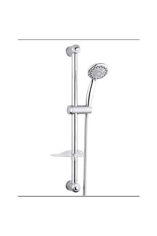 Krom Renkli Fonksiyonlu Duş Başlıklı Sürgülü Duş Seti Takımı Krom