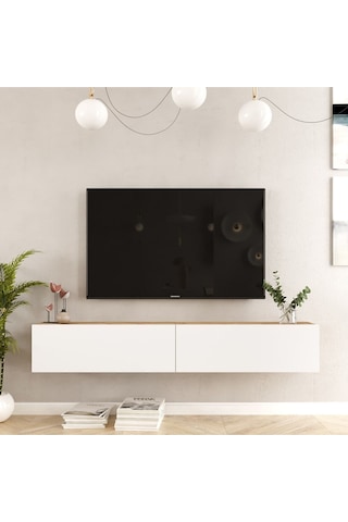 Aven Tv Ünitesi Tv Sehpası Kapaklı 180cm Çam-beyaz Ave8-aw Beyaz