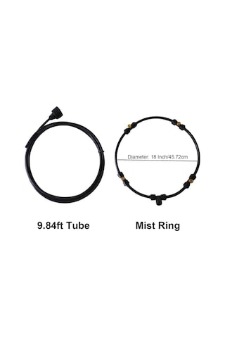 Padalink 18 İnç Siyah Bahçe Fani Soğutma Sprey Halka Seti - 3m Su Borusu, Bakır Uçlar, Kolay Kurulum, Elektriksiz Fani Dahil Değil