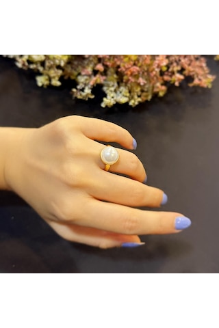 Stela Desgın İnci Gümüş Yüzük Sarı K