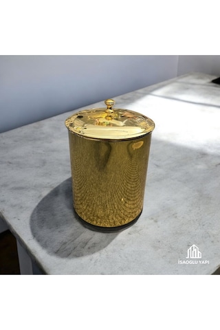 İsaoğlu Yapı Gold Kova Banyo Seti Klozet Fırçası Tuvalet Kağıtlığı Komple Pirinç Set Gold Banyo Gold Altın
