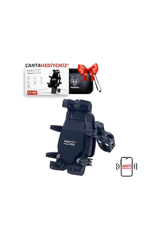 Ct-m21 Telefon Tutucu Titreşim Önleyici Motosiklet Gidon Montajlı 8 Pençeli Siyah Su Geçirmez Siyah