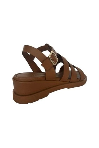 Kemal Tanca 862 M-562 Kadın Hakiki Deri Dolgu Topuklu Sandalet Taba