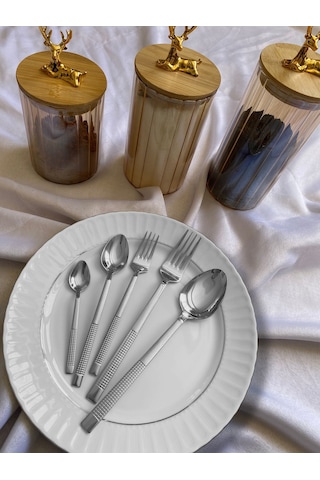 Çatal Kaşık Seti 30 Parça 6 Kişilik Hasır 18/0 Kalite