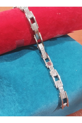 Firuze Gümüş Spor Takı Modeli Çelik Bileklik F1600998 Beyaz
