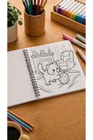 Cozy House Cats Ev Kedileri 20x20 Cm Büyük Boyama Kitabı, Çocuklar Yetişkinler
