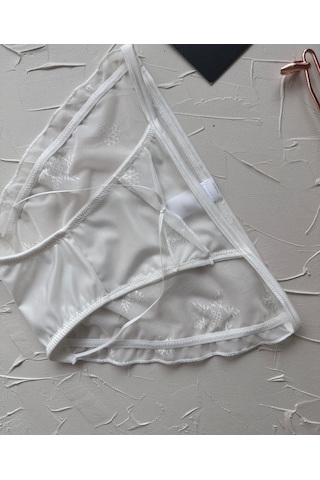 Lucia Japon Style Arkası Tül Saten Kurdele Detaylı Cheeky Külot/s Ekru