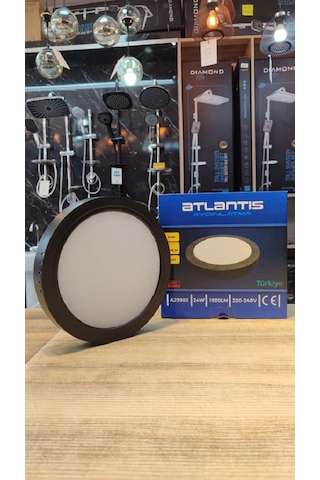 24 Watt Oval Siyah Kasa Beyaz Işık Sıva Üstü Led Panel 6500k Beyaz Beyaz Işık
