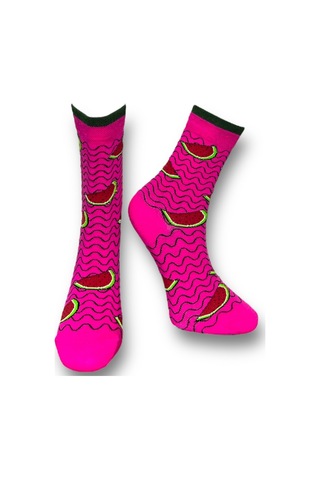 2'li Unısex Karpuz Tasarımlı Esnek Nem Alabilen Pamuklu Spor Soket Çoraplar Çok Renkli