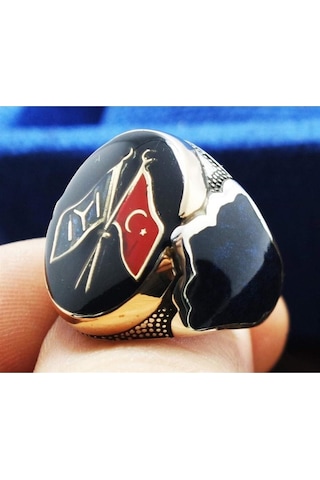 Vog Iyı Ve Ay Yıldız Sancaklı Lüks Model 925 Ayar Gümüş Erkek Yüzük